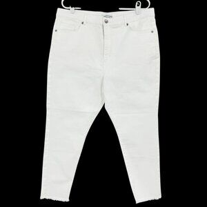 Loft Womens White Stretch High Rise The Skinny Ankle Denim Jeans Size 34/18 NWOT